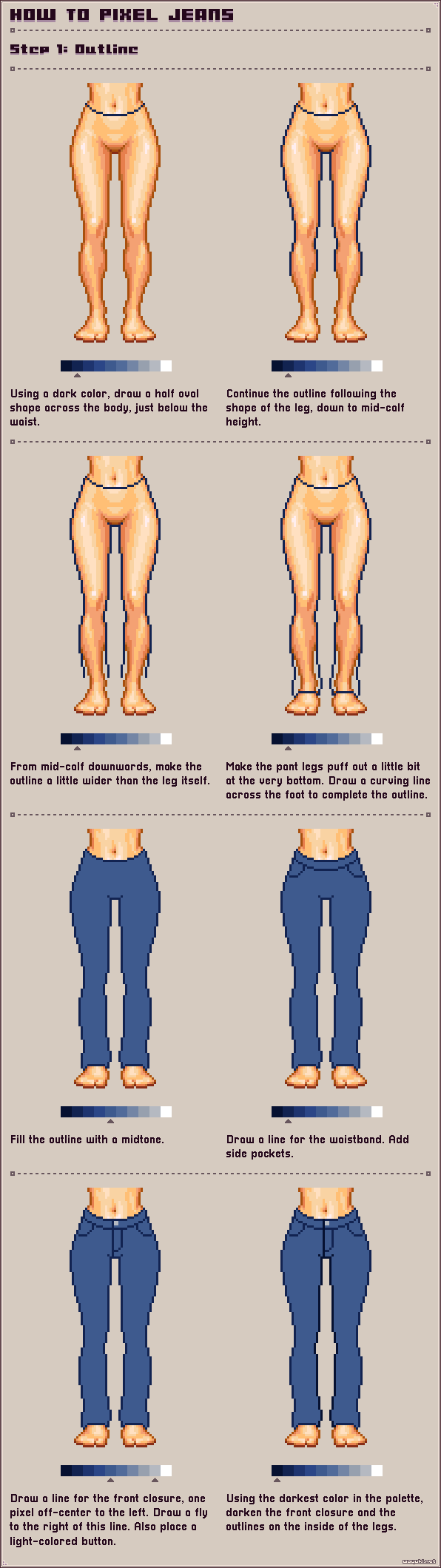How to pixel jeans step 1