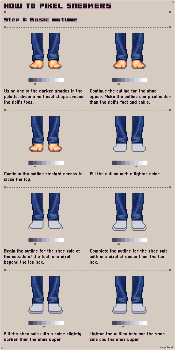 How to pixel sneakers step 1